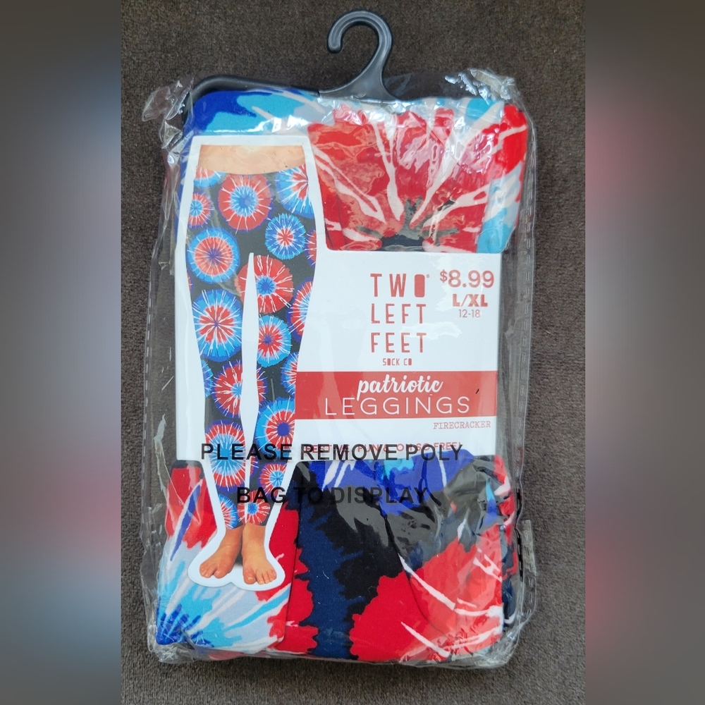NWT Two left feet patriotic firecracker tyedye leggings
